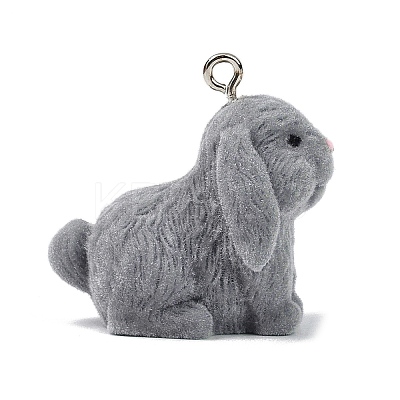 Animal Theme Flocky Opaque Resin Pendants RESI-H042-01P-18-1