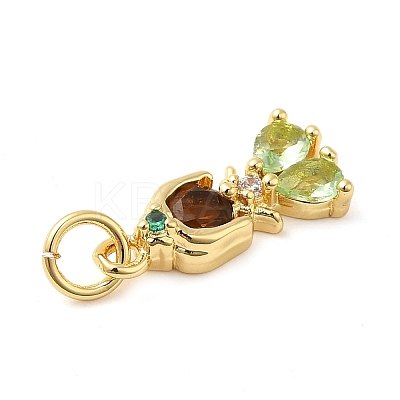 Rack Plating Brass with Cubic Zirconia Pendants KK-Q784-10G-01-1