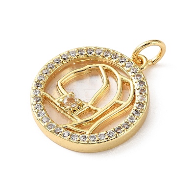 Brass Micro Pave Clear Cubic Zirconia Pendants CU-CBA03AF-06A-G-1
