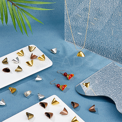 40Pcs 4 Colors Tibetan Style Alloy Triangle Apetalous Bead Cones FIND-DC0003-95-1