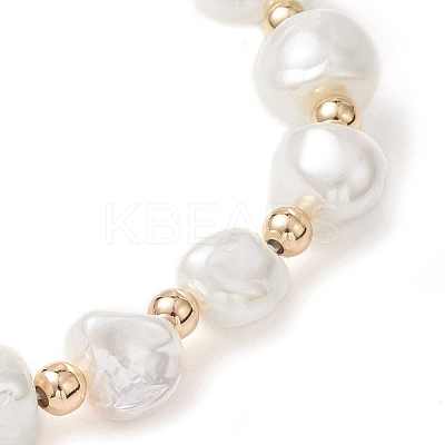 Electroplated Shell Pearl & Brass Beads Stretch Bracelets for Women BJEW-JB13013-1