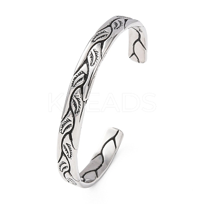 Retro 316 Surgical Stainless Steel Cuff Bangles BJEW-C142-11A-AS-1