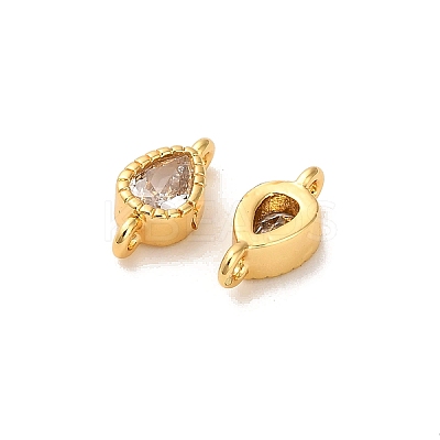 Brass Pave Clear Cubic Zirconia Teardrop Connector Charms KK-H515-03A-G-1