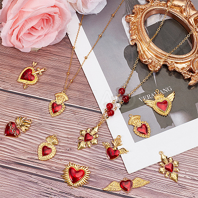 18Pcs 9 Styles Alloy Enamel Pendants ENAM-SC0005-06-1