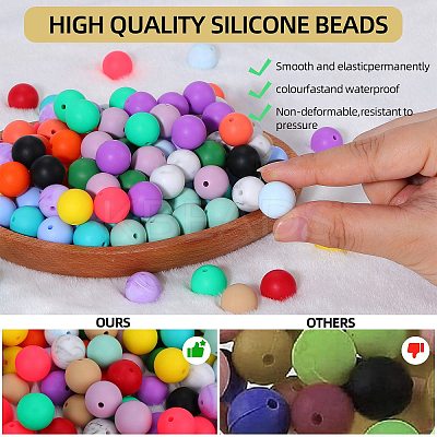 80Pcs Round Silicone Focal Beads SIL-SZ0001-24-20-1