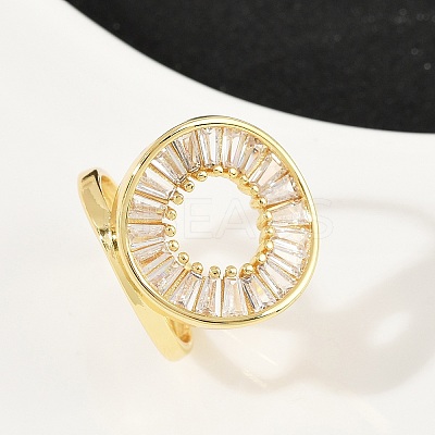 Brass Micro Pave Cubic Zirconia Cuff Rings for Women RJEW-F186-06G-1