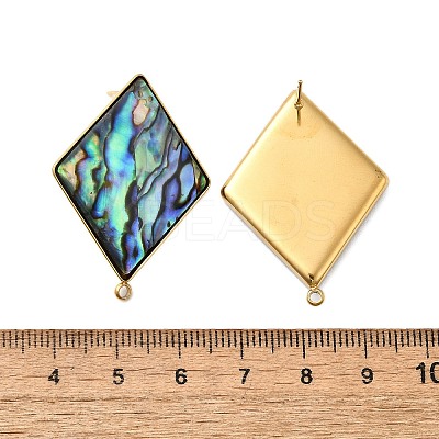 304 Stainless Steel Pave Natural Paua Shell Stud Earring Findings STAS-Z125-05G-1