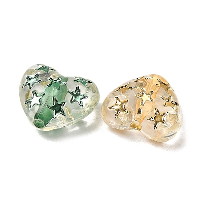 Spray Painted Transparent Acrylic Beads OACR-H054-03-1