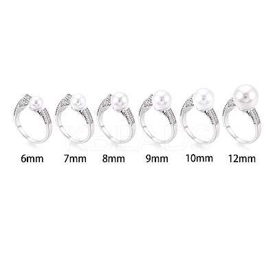 Brass Micro Pave Clear Cubic Zirconia Cuff Ring Settings KK-T076-53P-1
