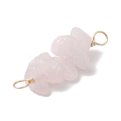 10Pcs 5 Styles Constellation Natural Citrine & Gold Rutilated Quartz & Tiger Eye & Citrine & White Moonstone Copper Wire Wrapped Chip Beaded Connector Charms PALLOY-JF02905-07-1