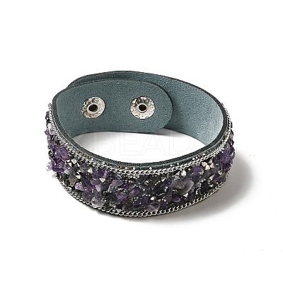 Faux Suede Snap Cord Bracelet BJEW-F428-10-1