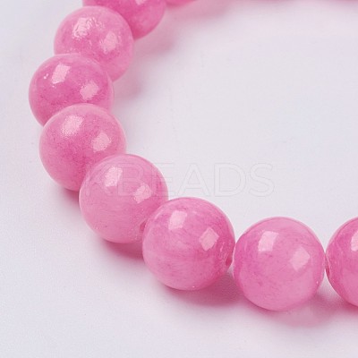 Natural Yellow Jade Beaded Stretch Bracelet BJEW-P209-08-6mm-1