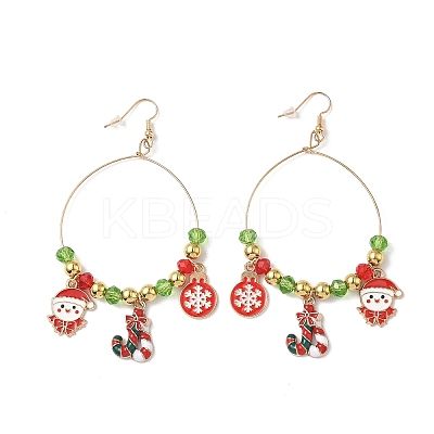 Christmas Theme Alloy Enamel Dangle Earrings EJEW-B068-01G-03-1