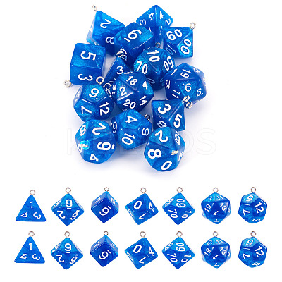 2 Sets Resin Polyhedral Dice Pendants Set RESI-TA0003-18C-1