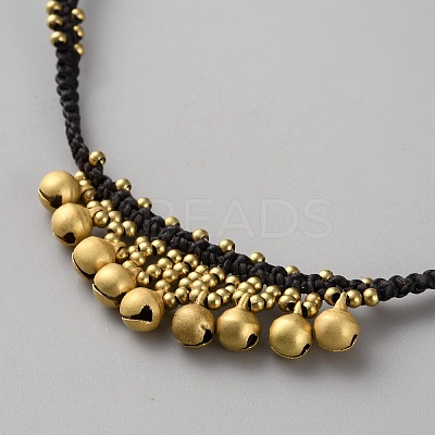 Bohemian Styles Brass Bell Tassel Anklets AJEW-WH0070-50A-1
