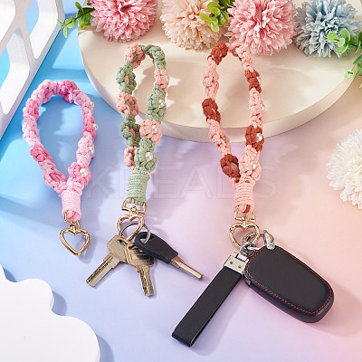 3Pcs Cotton Braided Flower Pendant Decorations AJEW-TA0002-72D-1