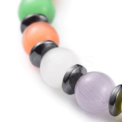 Cat Eye Beads Stretch Bracelets BJEW-JB04644-1