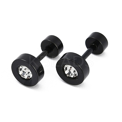 Flat Round Crystal Rhinestone Ear Fake Plugs EJEW-H105-21EB-B-1