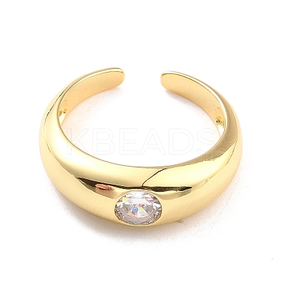 Clear Cubic Zirconia Chunky Open Cuff Ring for Women X-RJEW-C018-18G-1