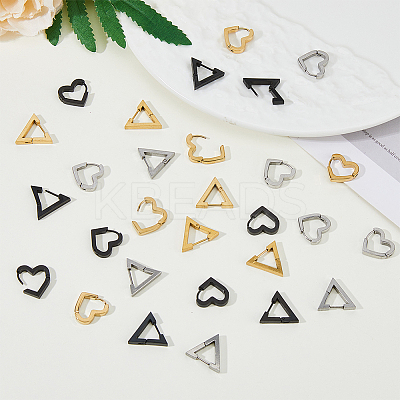 12Pcs 6 Style Stainless Steel Hoop Earrings for Women EJEW-FI0002-08-1