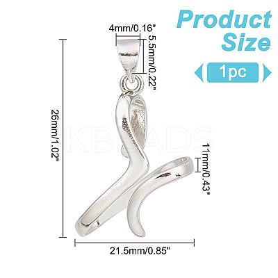 1Pc Rhodium Plated Rhodium Plated 925 Sterling Silver Pendant Bails FIND-GO0001-80-1