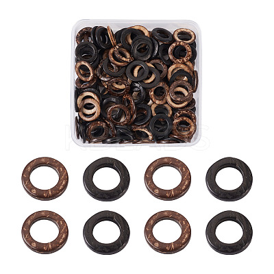 200Pcs 2 Colors Dyed Wood Jewelry Findings Coconut Linking Rings COCO-CD0001-01-1