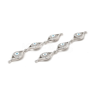 Brass Micro Pave Clear Cubic Zirconia Connector Charms KK-E068-VB395-1-1