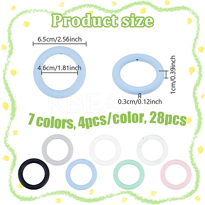 28Pcs 7 Colors Ring Silicone Focal Beads SIL-NB0001-51-1