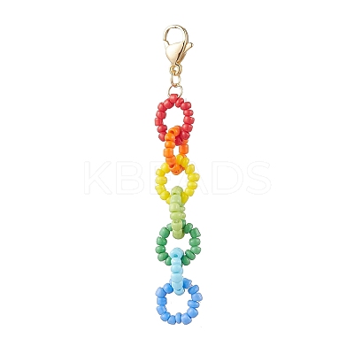 Glass Chain Pendant Decorations HJEW-TA00358-1