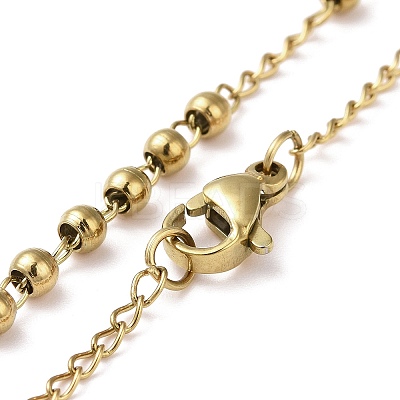 202 Stainless Steel Rosary Bead Necklaces NJEW-D060-01A-G-1
