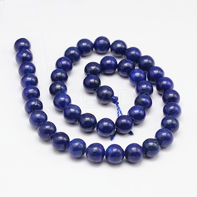 Dyed Round Natural Lapis Lazuli Beads Strands G-K081-8mm-1