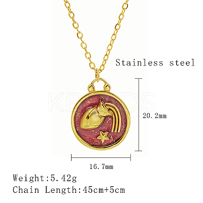 304 Stainless Steel Enamel Constellation Pendant Necklaces DJ0261-4-1-1