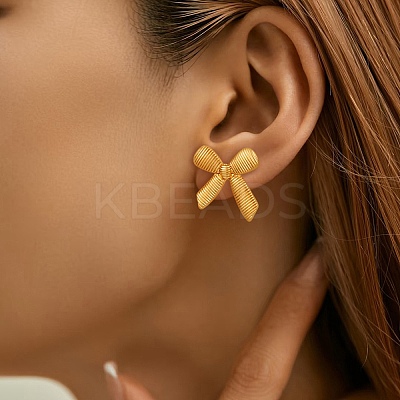 304 Stainless Steel Stud Earrings for Women LS-EJEW-F379-02G-1