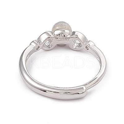 Heart Natural Labradorite Adjustable Rings RJEW-G273-13P-01-1