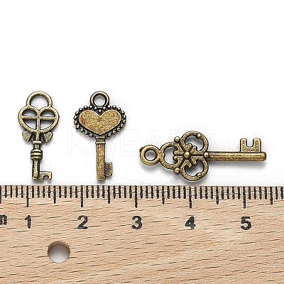 Tibetan Style Alloy Key Pendants TIBEP-X0001-02-AB-1