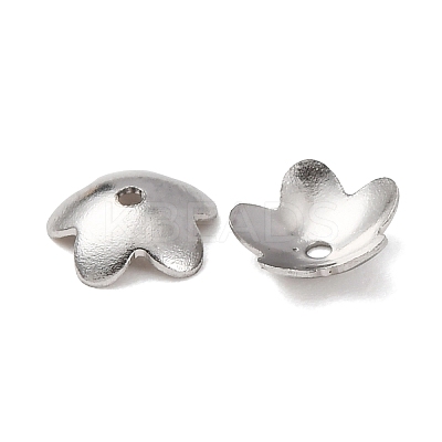 Tarnish Resistant 5-Petal 201 Stainless Steel Flower Bead Caps STAS-N027-02-1