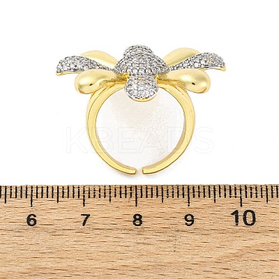 Brass Micro Pave Clear Cubic Zirconia Cuff Rings for Women RJEW-H248-02GP-1