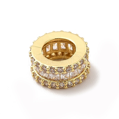 Rack Plating Brass Cubic Zirconia European Beads KK-G458-15G-1
