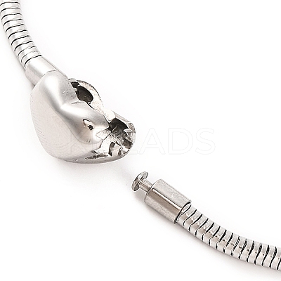 Tarnish Resistant 304 Stainless Steel Round Snake Chain Bracelets with Clasps BJEW-F472-01P-04-1