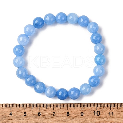 Natural Dyed Aquamarine Round Beads Stretch Bracelets for Women AP1591-3-1