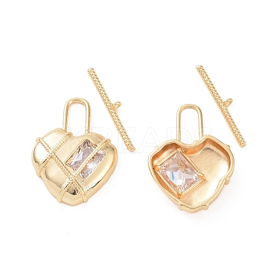 Brass Pave Clear Cubic Zirconia Toggle Clasps KK-E068-VC161-1
