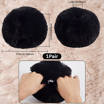 Women Imitation Rabbit Hair Cuffs Oversleeve Arm Gloves AJEW-WH20018-34B-1