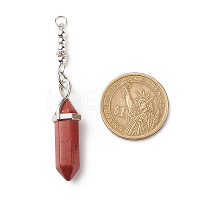 Natural Mixed Stone Double Terminal Pointed Pendants PALLOY-JF01776-1