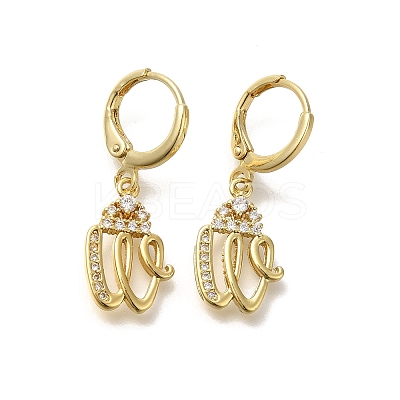 Brass Clear Cubic Zirconia Hoop Earrings EJEW-M045-01W-1
