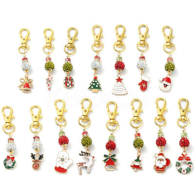 15Pcs 15 Style Christmas Alloy Enamel Pendant Decorations HJEW-JM02205-1