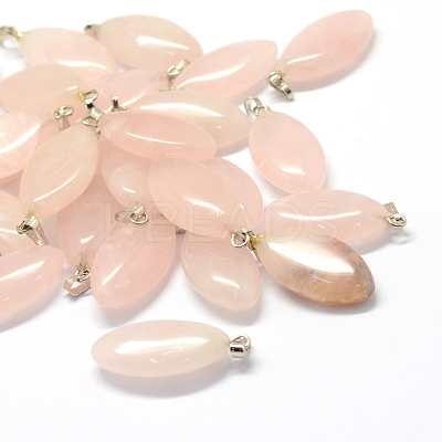 Horse Eye Natural Rose Quartz Pendants G-Q363-17-1