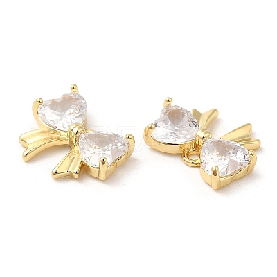 Brass and Clear Cubic Zirconia Pendants ZIRC-Q202-16G-1