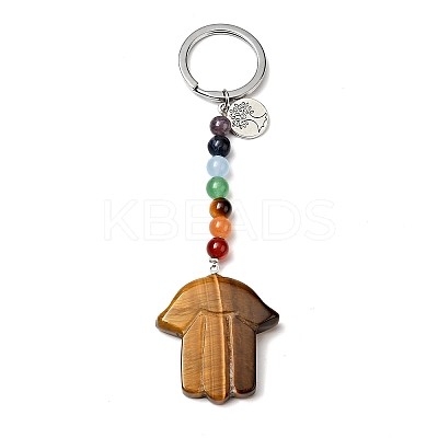 Natural Tiger Eye Chakra Keychain KEYC-F034-01D-1