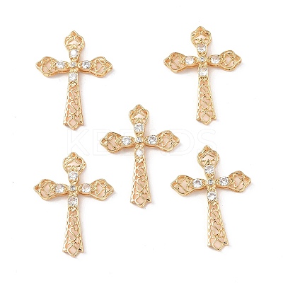 Brass Micro Pave Clear Cubic Zirconia Pendants KK-E068-VF240-1