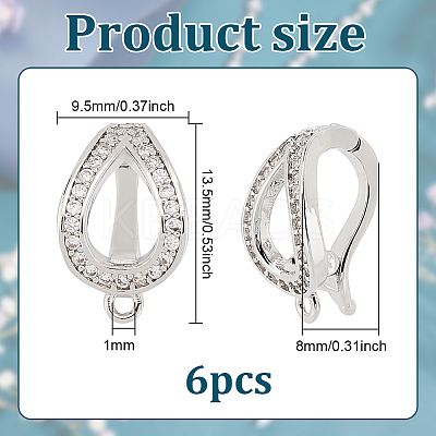 6Pcs Brass Micro Pave Clear Cubic Zirconia Twister Clasp FIND-BC0004-02-1